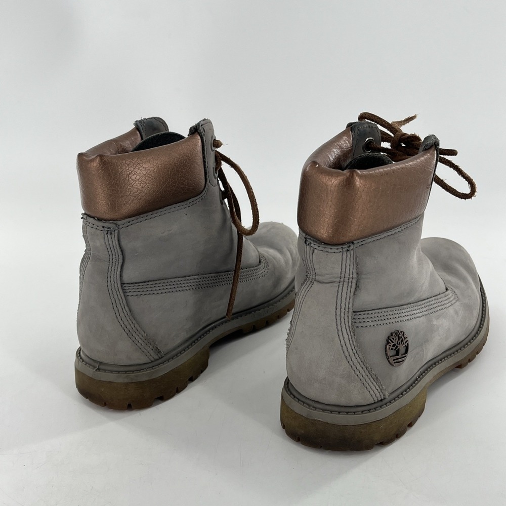 Timberland Premium 6"  Womens Boot 7.5 M Grey Silver Rose Gold Metallic - Picture 8 of 16